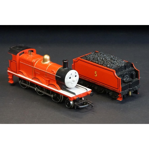 91 - Boxed Hornby OO gauge Thomas & Friends Percy locomotive plus a James locomotive (loose tender), Toby... 