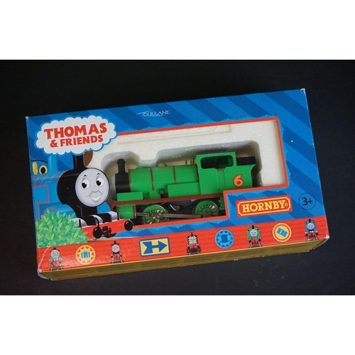 91 - Boxed Hornby OO gauge Thomas & Friends Percy locomotive plus a James locomotive (loose tender), Toby... 