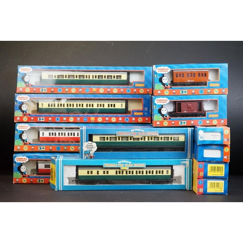 92 - 12 Boxed Hornby Thomas & Friends items of rolling stock to include 2 x R9051 James Composite Coach, ... 