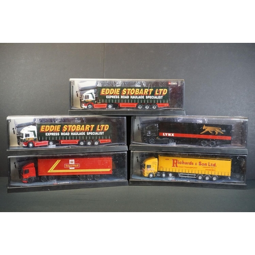 1060 - Five cased Corgi Modern Trucks 1/50 diecast models to include 75403 Eddie Stobart, 75201 Eddie Stoba... 