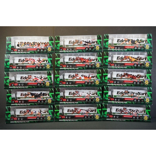 1065 - 15 Cased 1/76 Eddie Stobart Rugby League Collection diecast models, ex