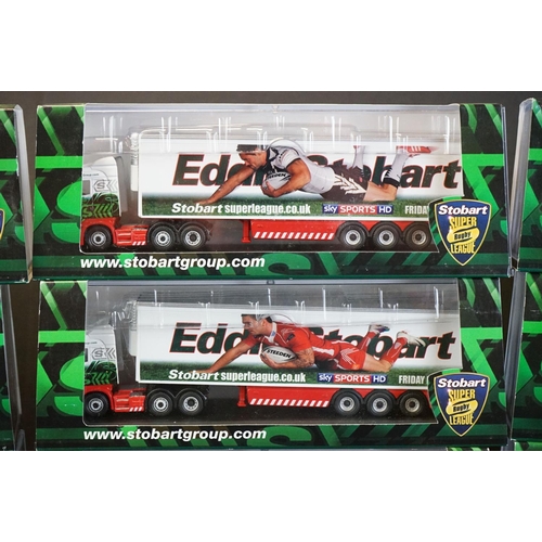 1065 - 15 Cased 1/76 Eddie Stobart Rugby League Collection diecast models, ex