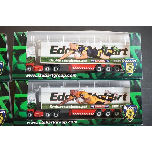 1065 - 15 Cased 1/76 Eddie Stobart Rugby League Collection diecast models, ex