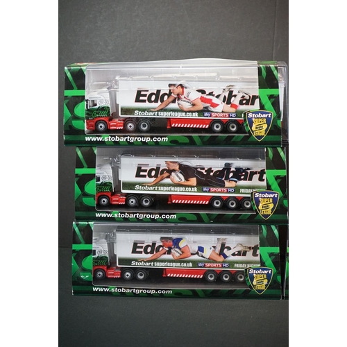 1065 - 15 Cased 1/76 Eddie Stobart Rugby League Collection diecast models, ex