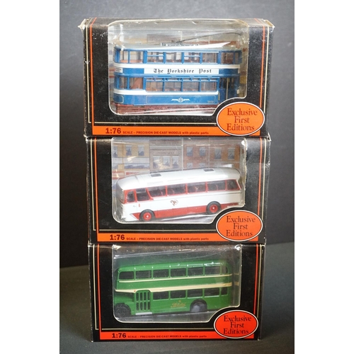 1071 - 15 Boxed EFE Exclusive First Editions 1:76 diecast model buses, plus a cased Corgi 'The Original Omn... 