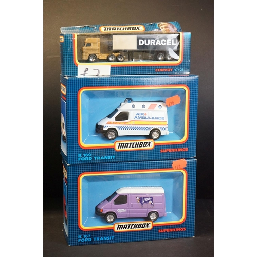 1074 - 12 Boxed Matchbox diecast models to include 9 x Superkings (K-167 Ford Transit, 2 x K-115, K-169 For... 