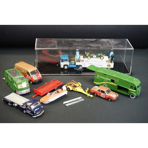 1096 - Group of diecast & plastic models to include a Lotus Jim Clark diorama in plastic case, Dinky Horseb... 