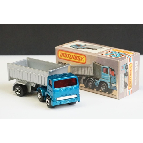 1320 - 12 Boxed Matchbox 75 Series diecast models to include 26 Cable Truck, 30 Artic Truck, 6 Mercedes Con... 