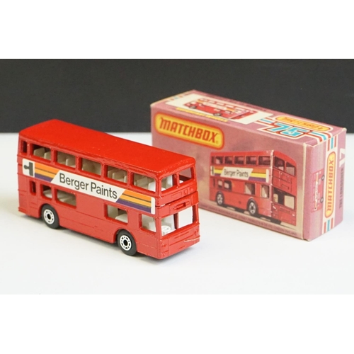 1321 - 12 Boxed Matchbox 75 Series diecast models to include 44 Passenger Coach, 25 Flat Car / Container, 5... 