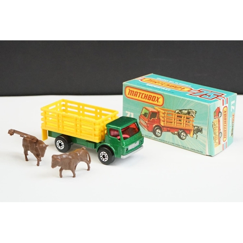 1325 - 12 Boxed Matchbox 75 Series Superfast diecast models to include 71 Cattle Truck, 33 Police Motor-Cyc... 