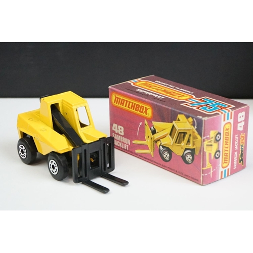 1326 - 12 Boxed Matchbox 75 Series Superfast diecast models to include 69 Security Truck, 71 Cattle Truck, ... 