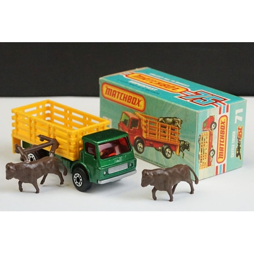 1326 - 12 Boxed Matchbox 75 Series Superfast diecast models to include 69 Security Truck, 71 Cattle Truck, ... 