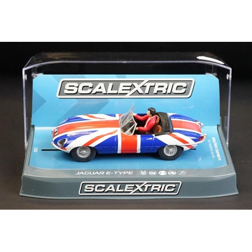 263 - Three cased Scalextric slot cars to include C3722 Aston Martin DB5 red, C3730 Jaguar D Type Nurburgr... 