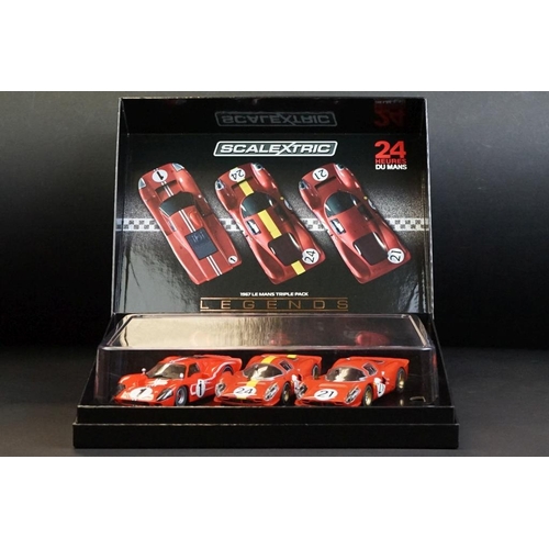 266 - Boxed ltd edn Scalextric Legends C3892A 1967 Le Mans Triple Pack slot car set, complete with certifi... 