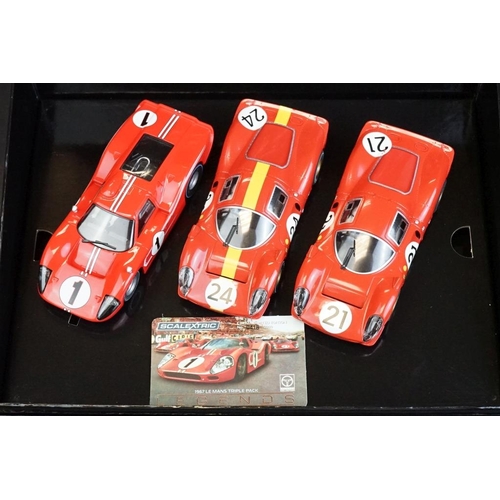 266 - Boxed ltd edn Scalextric Legends C3892A 1967 Le Mans Triple Pack slot car set, complete with certifi... 