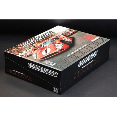 266 - Boxed ltd edn Scalextric Legends C3892A 1967 Le Mans Triple Pack slot car set, complete with certifi... 