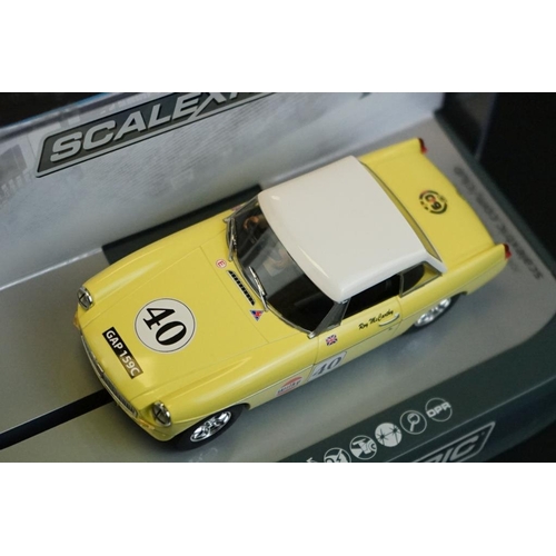 276 - Four cased Scalextric slot cars to include Special Edition C3746A MGB Thoroughbred Sports Car Series... 