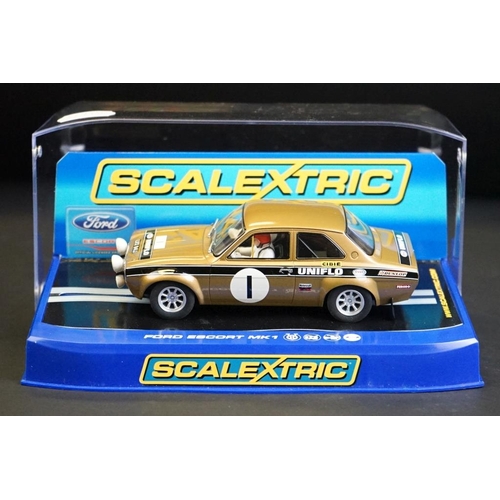 278 - Four cased Scalextric slot cars to include C2920 Ford Escort RS 1600 No 1, C3612 Chevrolet Camaro 19... 