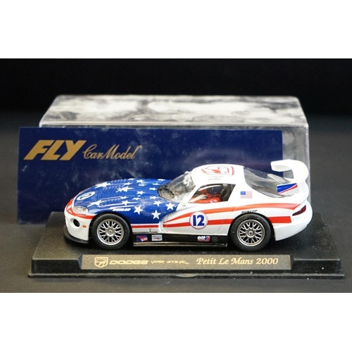 280 - Five cased Fly slot cars to include A88 Dodge Viper, A53 Porsche GT1, A51 Porsche GT1, A108 Lister S... 