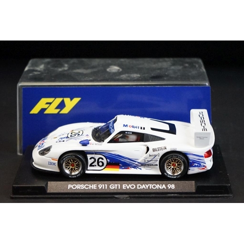 280 - Five cased Fly slot cars to include A88 Dodge Viper, A53 Porsche GT1, A51 Porsche GT1, A108 Lister S... 