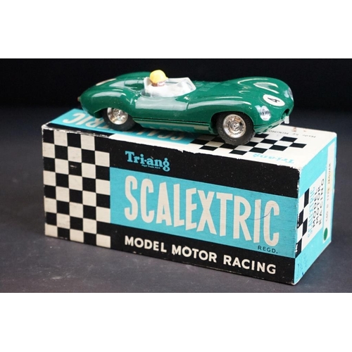 285 - Three boxed slot cars to include Triang C60 D Type Jaguar in green (correct colour spot to box), Fly... 