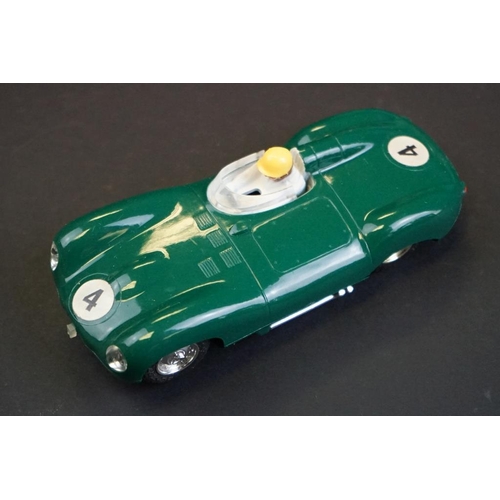 285 - Three boxed slot cars to include Triang C60 D Type Jaguar in green (correct colour spot to box), Fly... 