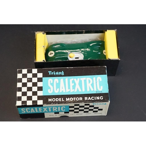 285 - Three boxed slot cars to include Triang C60 D Type Jaguar in green (correct colour spot to box), Fly... 