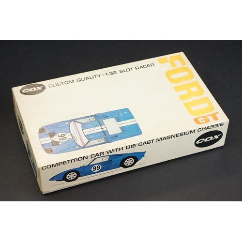 285 - Three boxed slot cars to include Triang C60 D Type Jaguar in green (correct colour spot to box), Fly... 