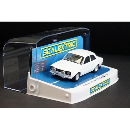 286 - Seven cased Scalextric slot cars to include C4182 Ford Mustang GT4, C4036 Aston Martin Vantage GT3, ... 