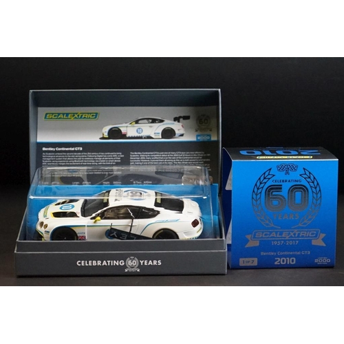 288 - Three boxed ltd edn Scalextric slot cars to include 2 x Celebrating 60 Years (C3831A Bentley Contine... 