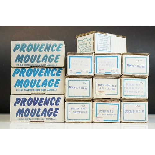 1017 - 13 Boxed Provence Moulage 1/43 model kits to include Mazda 727 C Le Mans 84, Peugeot 205 Tour De Cor... 