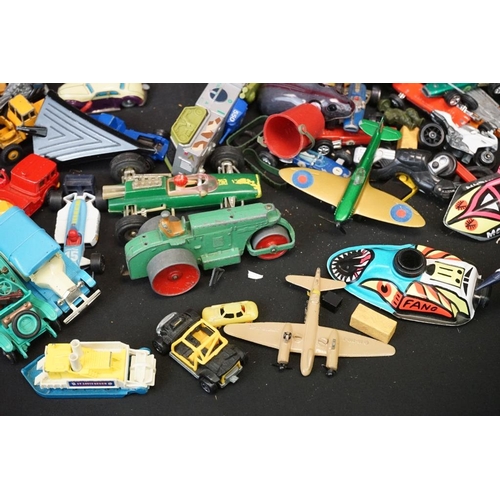 1249 - Around 45 Mid 20th C onwards play worn diecast models to include Corgi, Dinky, Matchbox, etc, featur... 