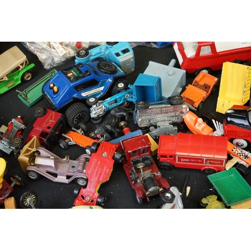 1249 - Around 45 Mid 20th C onwards play worn diecast models to include Corgi, Dinky, Matchbox, etc, featur... 