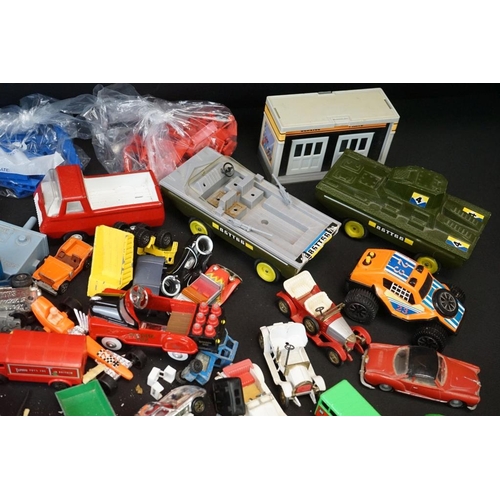 1249 - Around 45 Mid 20th C onwards play worn diecast models to include Corgi, Dinky, Matchbox, etc, featur... 