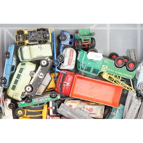 1261 - Collection of worn mid 20th C diecast models to include Corgi, Matchbox and Dinky examples plus 7 x ... 