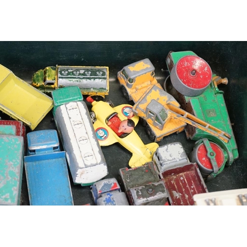 1264 - 65 play worn diecast models, mainly mid 20th C examples, to include Corgi, Dinky, Matchbox, etc, fea... 