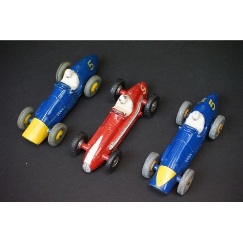 1267 - 19 Mid 20th C diecast racing car models to include Dinky 237 Mercedes Benz, Dinky 238 Jaguar Type D,... 