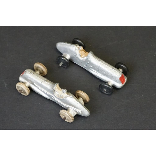 1267 - 19 Mid 20th C diecast racing car models to include Dinky 237 Mercedes Benz, Dinky 238 Jaguar Type D,... 