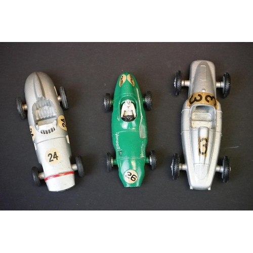 1267 - 19 Mid 20th C diecast racing car models to include Dinky 237 Mercedes Benz, Dinky 238 Jaguar Type D,... 