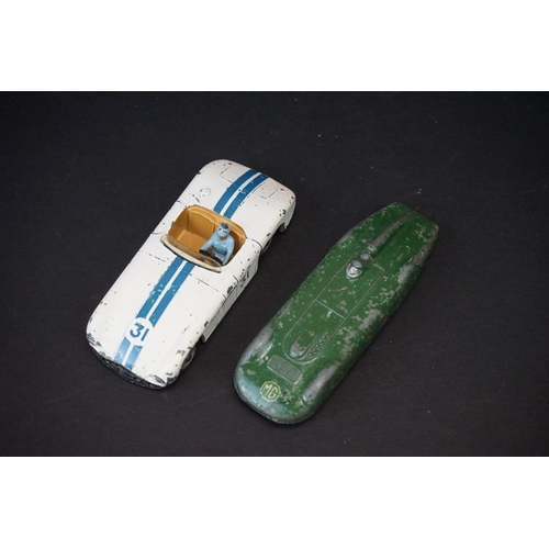 1267 - 19 Mid 20th C diecast racing car models to include Dinky 237 Mercedes Benz, Dinky 238 Jaguar Type D,... 