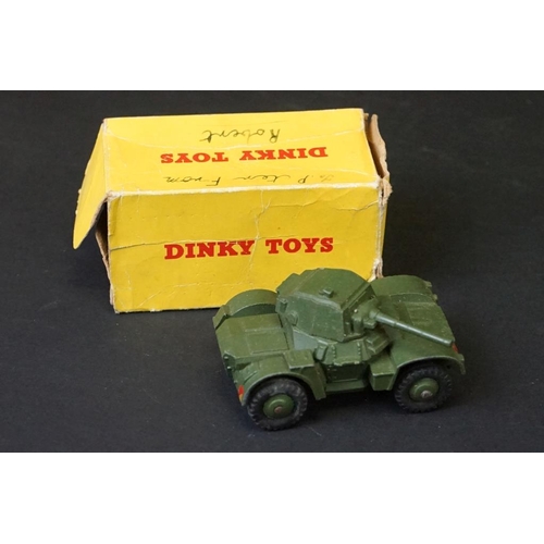 1270 - Around 28 mid 20th C play worn diecast models to include 9 x boxed Dinky military models (643, 673, ... 