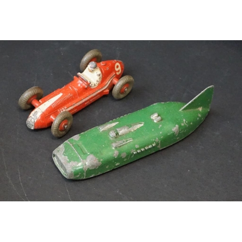 1272 - Around 25 early-mid 20th C play worn diecast models to include road, commercial and racing examples