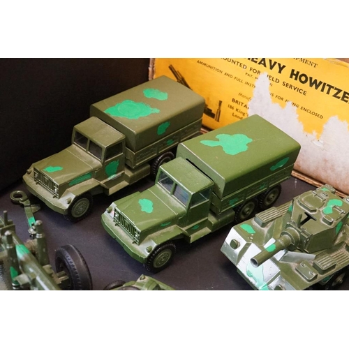 1274 - Collection of play worn mid 20th C military diecast models to include Crescent, Dinky & Britains fea... 