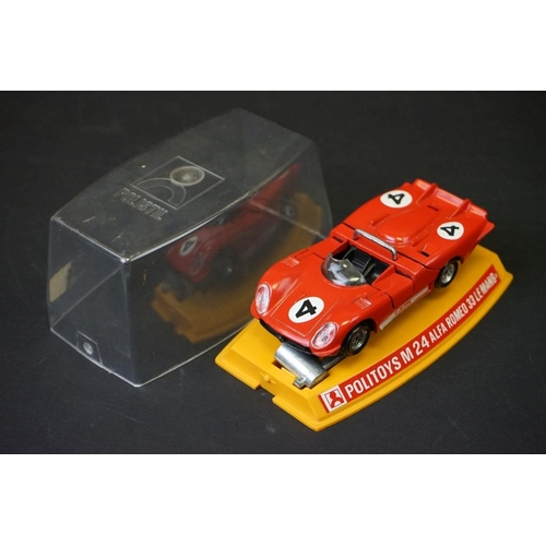 1277 - Three cased Politoys diecast models to include M16 Matra Simca Sport 660, M24 Alfa Romeo 33 Le Mans,... 