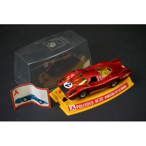 1277 - Three cased Politoys diecast models to include M16 Matra Simca Sport 660, M24 Alfa Romeo 33 Le Mans,... 