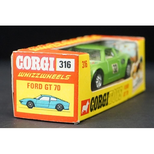 1287 - Four boxed Corgi Whizzwheels diecast models to include 316 Ford GT 70, 303 Roger Clark's 3 litre V6 ... 