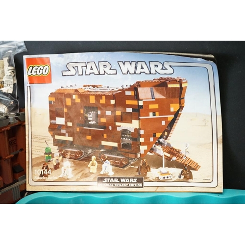 216 - Lego - Two Star Wars Lego sets to include 10144 Sandcrawler (built, missing mini figures) & 10188 De... 