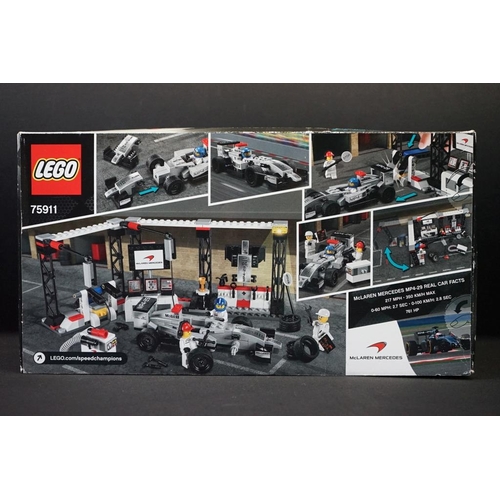 220 - Lego - A boxed & sealed Lego Speed Champions 'McLaren Mercedes Pit Stop' set, no. 75911. (Box shows ... 