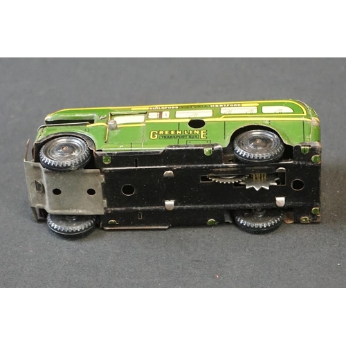 1254 - 10 Early - mid 20th C play worn tin plate models to include Wells o London Transport Bus, Mettoy car... 