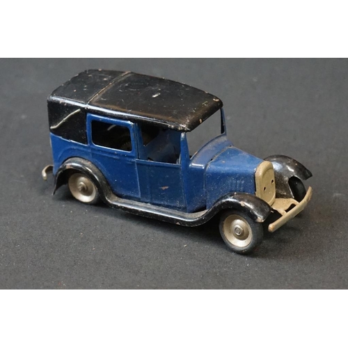 1254 - 10 Early - mid 20th C play worn tin plate models to include Wells o London Transport Bus, Mettoy car... 